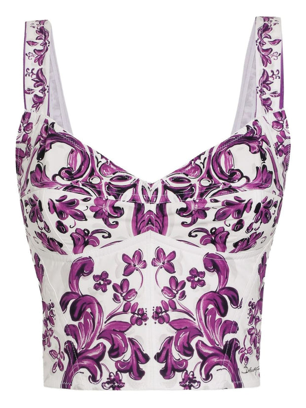 Dolce & Gabbana Maiolica Print Bustier Top