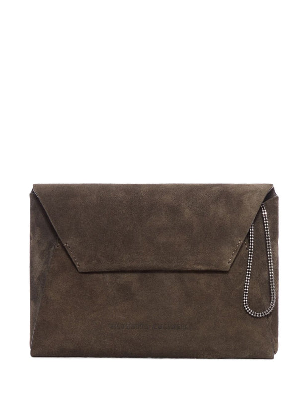 Brunello Cucinelli Suede Envelope Clutch Bag