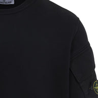 Stone Island Logo Cotton Crewneck Sweatshirt - Black
