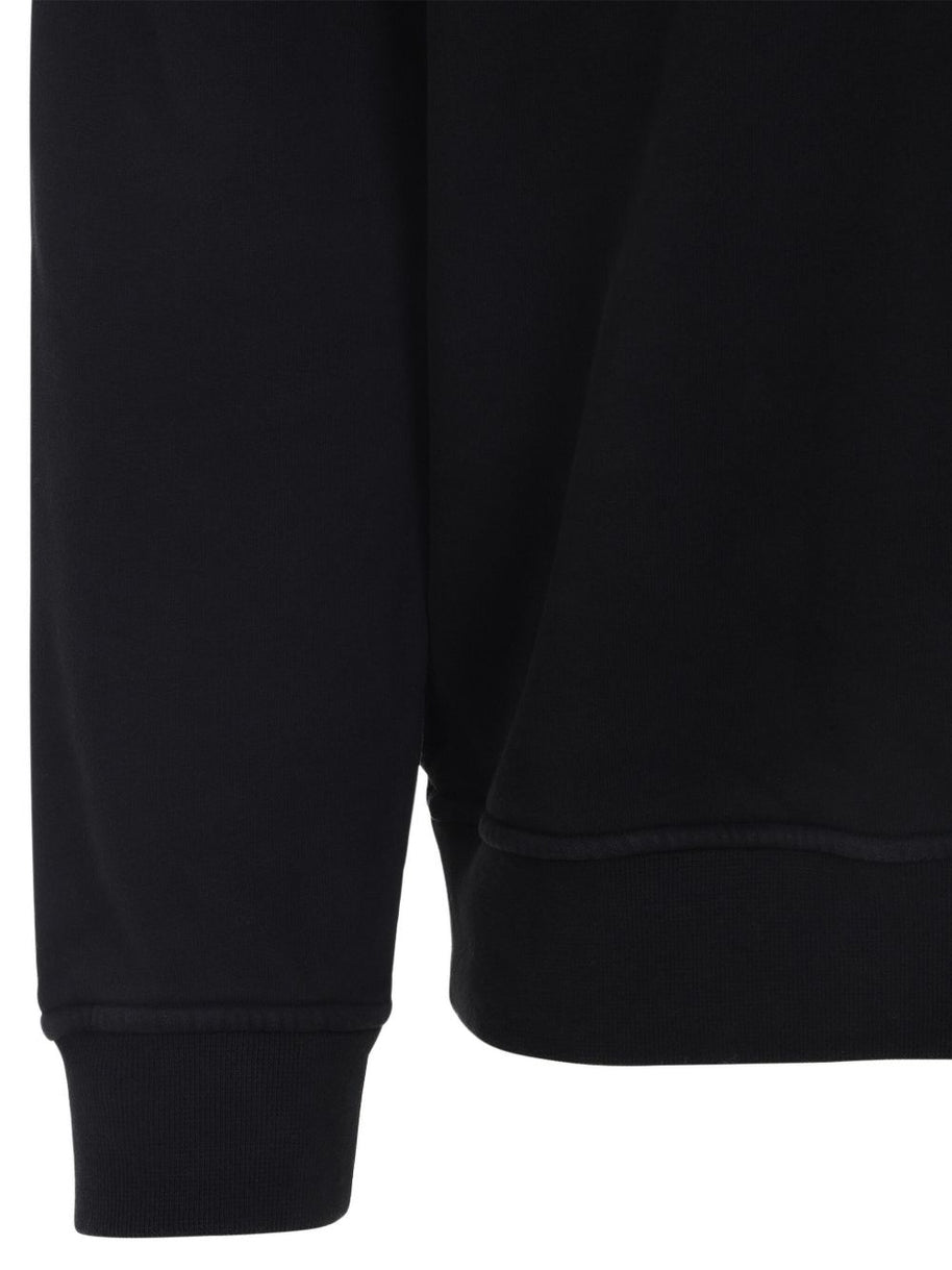 Stone Island Logo Cotton Crewneck Sweatshirt - Black