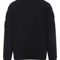 Stone Island Logo Cotton Crewneck Sweatshirt - Black