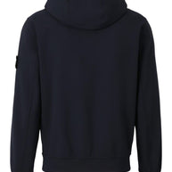 Stone Island Logo Cotton Zipped Hoodie - Blue