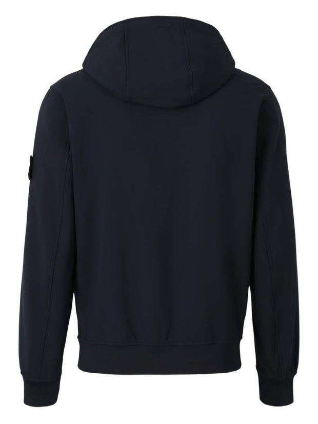Stone Island Logo Cotton Zipped Hoodie - Blue