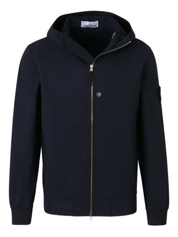 Stone Island Logo Cotton Zipped Hoodie - Blue