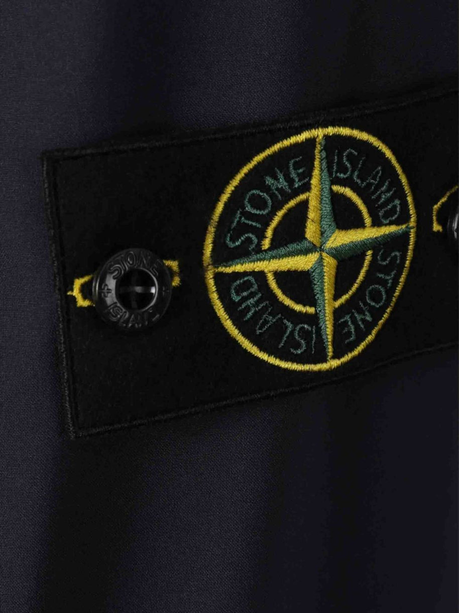 Stone Island Logo Cotton Zipped Hoodie - Blue