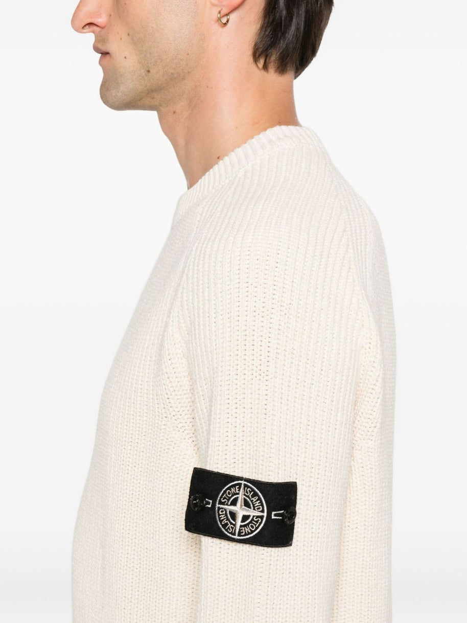 Stone Island Logo Cotton Sweater - Ivory
