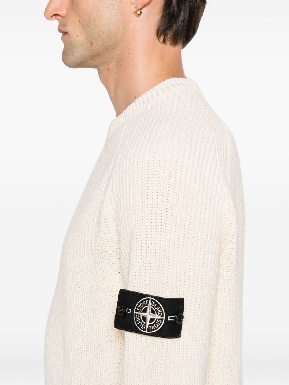 Stone Island Logo Cotton Sweater - Ivory