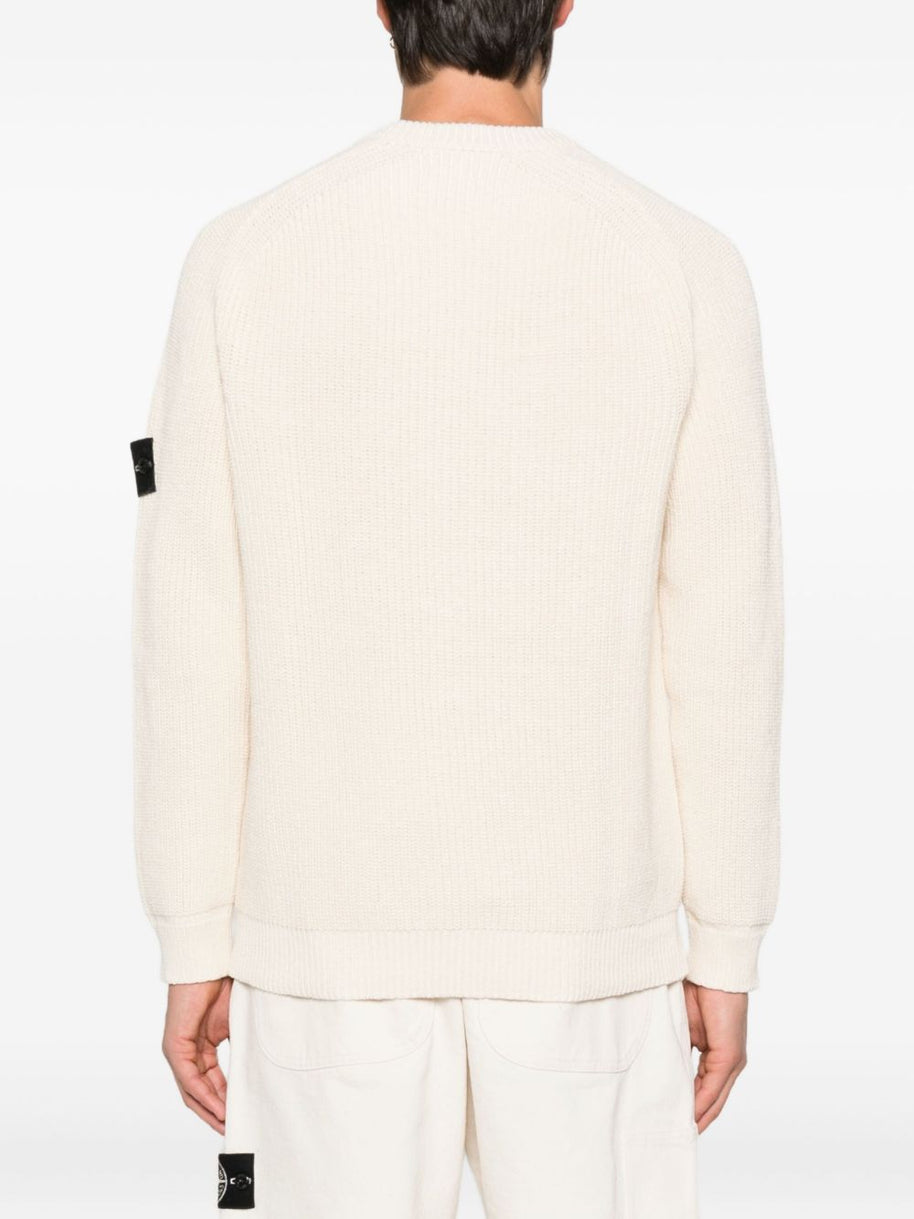 Stone Island Logo Cotton Sweater - Ivory