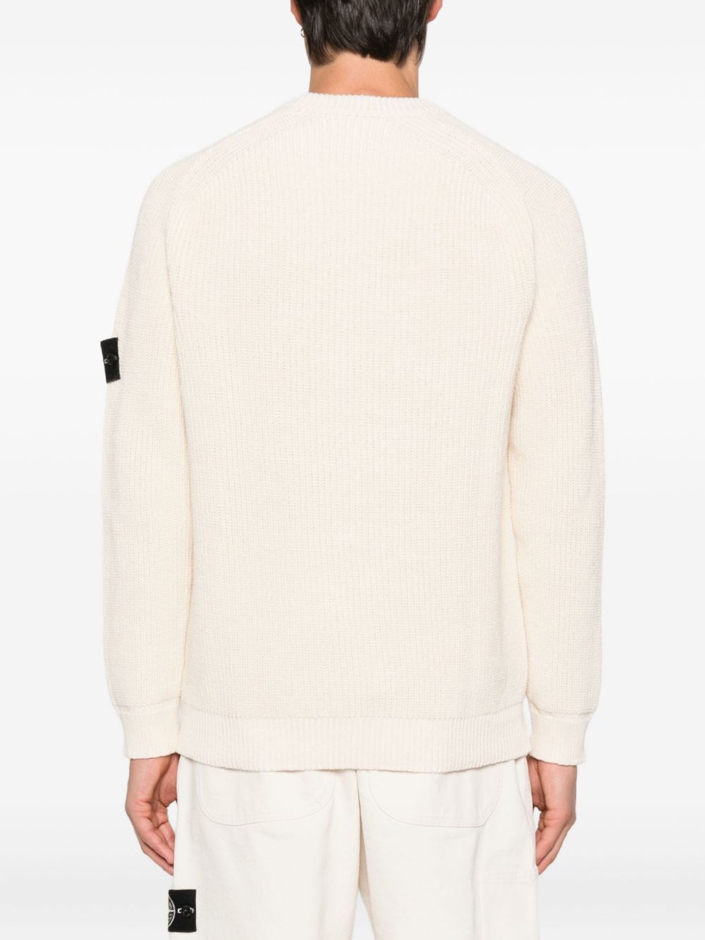Stone Island Logo Cotton Sweater - Ivory