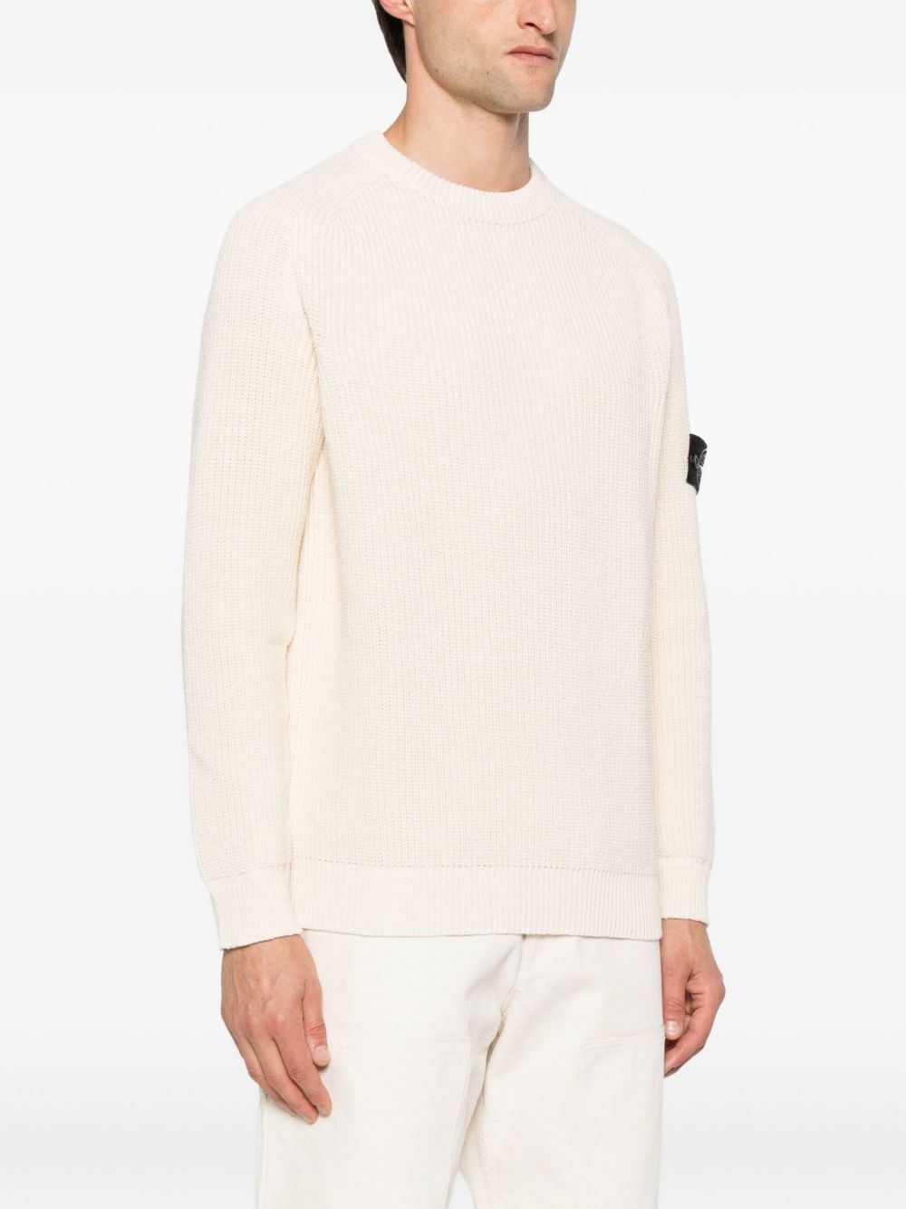 Stone Island Logo Cotton Sweater - Ivory