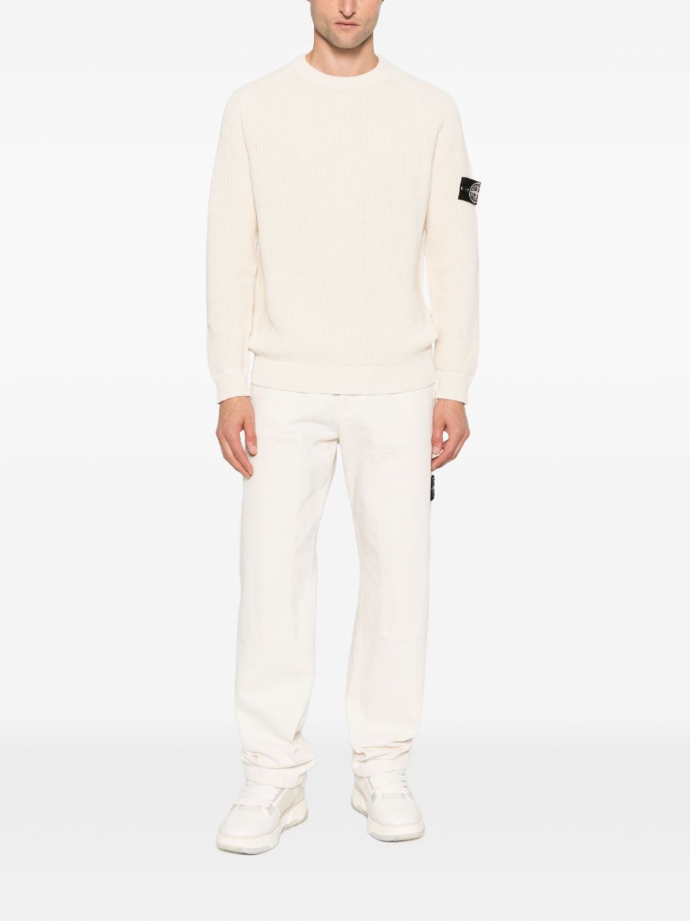 Stone Island Logo Cotton Sweater - Ivory