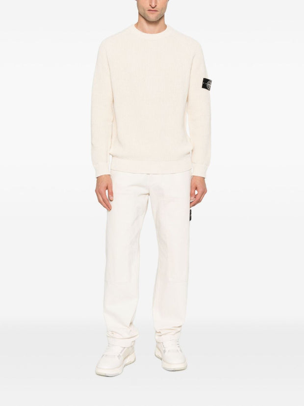 Stone Island Logo Cotton Sweater - Ivory