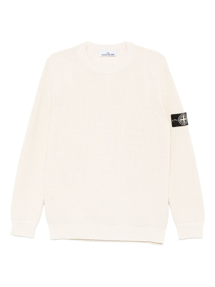 Stone Island Logo Cotton Sweater - Ivory
