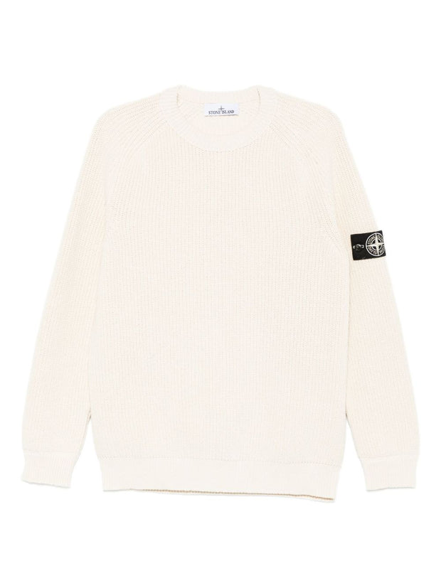 Stone Island Logo Cotton Sweater - Ivory