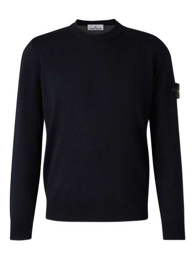 Stone Island Logo Cotton Crewneck Sweater - Blue