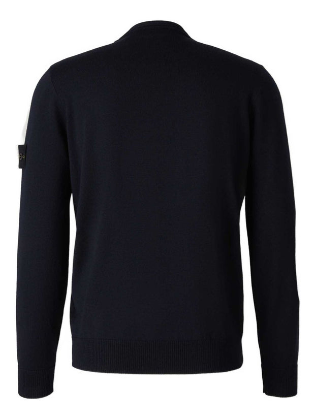 Stone Island Logo Cotton Crewneck Sweater - Blue