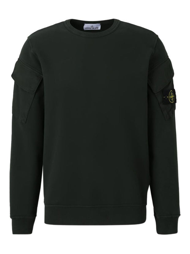 Stone Island Logo Cotton Crewneck Sweatshirt
