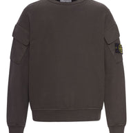 Stone Island Logo Cotton Crewneck Sweatshirt - Grey