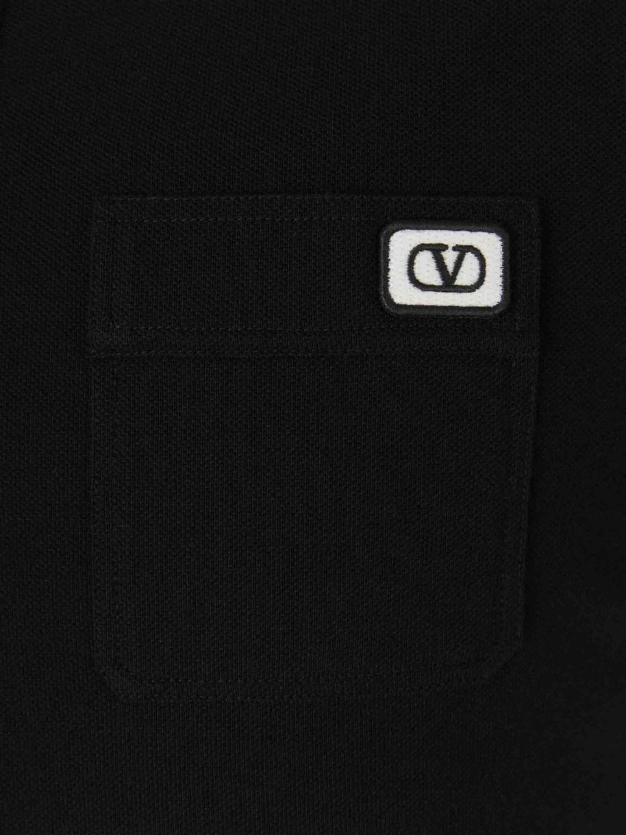 Valentino VLogo Signature Cotton Polo Shirt - Black