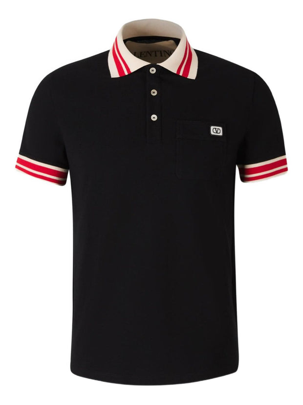 Valentino VLogo Signature Cotton Polo Shirt - Black