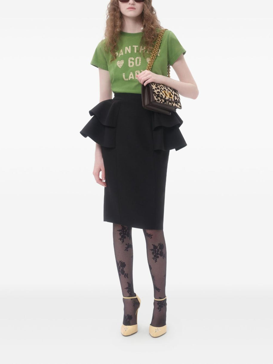 Valentino Wool And Silk Midi Skirt - Black