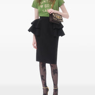 Valentino Wool And Silk Midi Skirt - Black