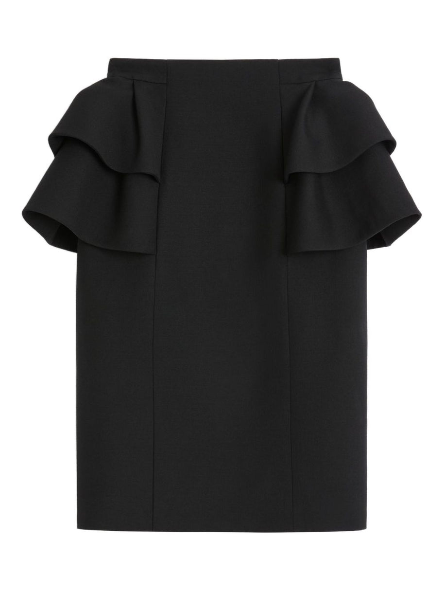 Valentino Wool And Silk Midi Skirt - Black