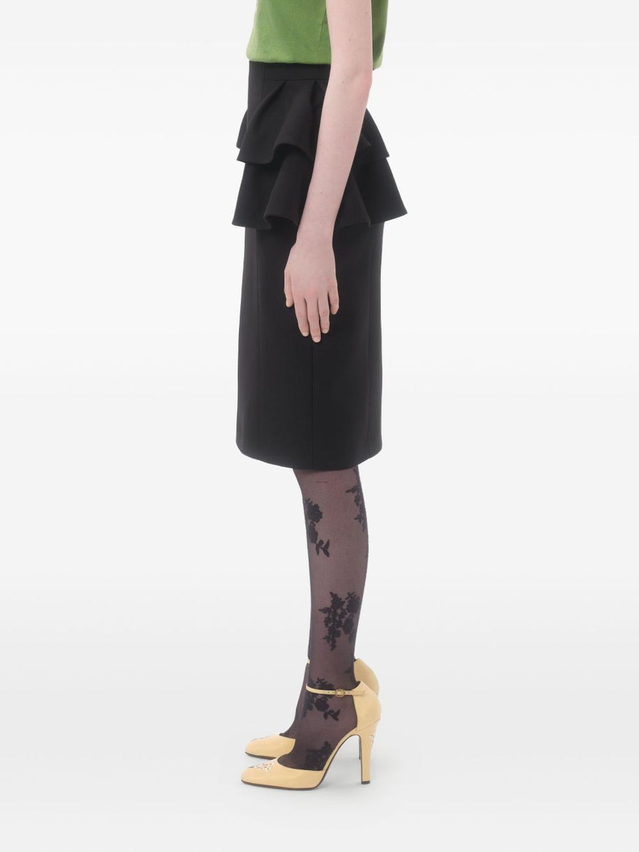 Valentino Wool And Silk Midi Skirt - Black