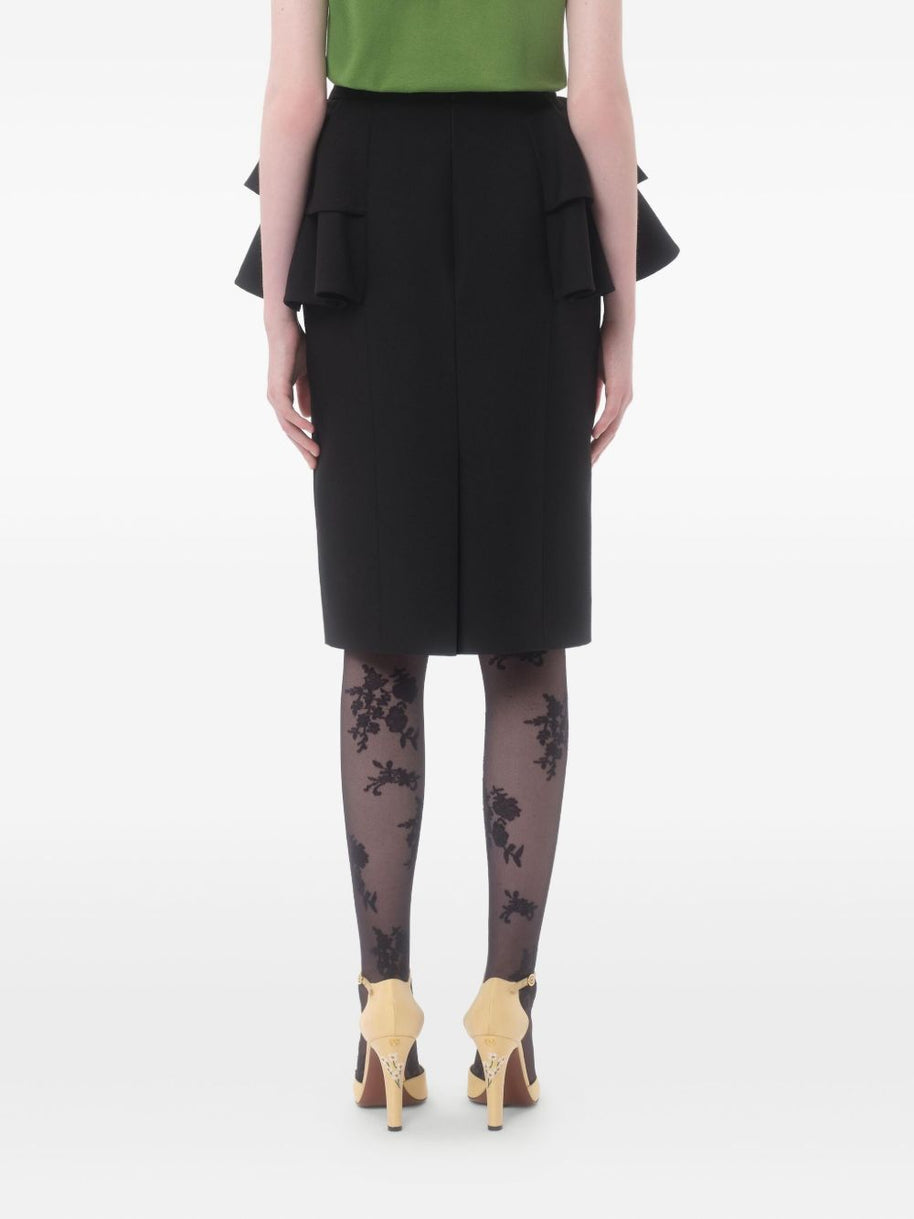 Valentino Wool And Silk Midi Skirt - Black