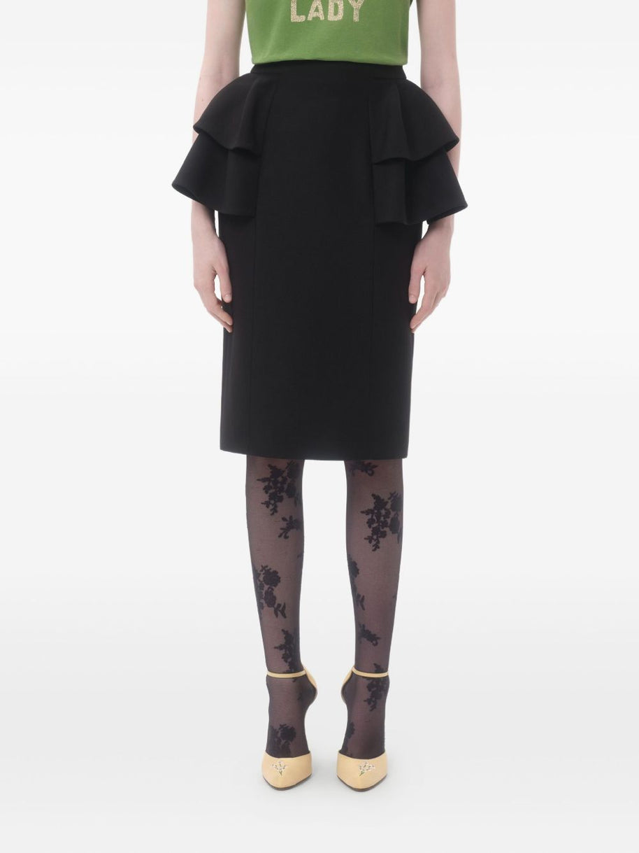 Valentino Wool And Silk Midi Skirt - Black