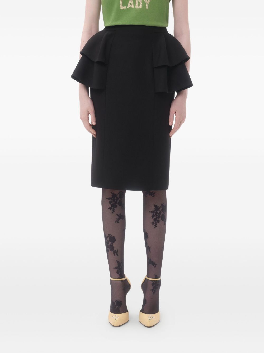Valentino Wool And Silk Midi Skirt - Black