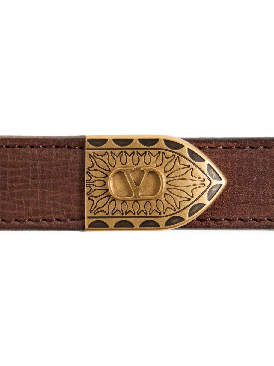 Valentino Garavani VLogo Signature Leather Belt - Brown