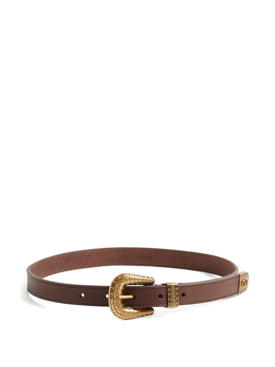 Valentino Garavani VLogo Signature Leather Belt - Brown