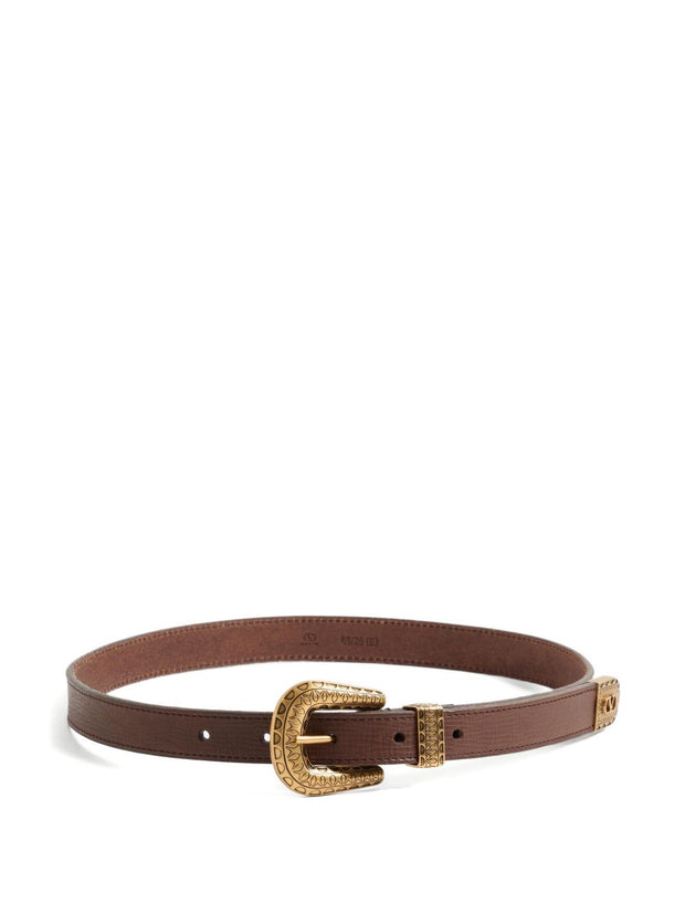 Valentino Garavani VLogo Signature Leather Belt - Brown