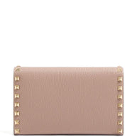 Valentino Garavani Rockstud Leather Wallet On Chain - Powder