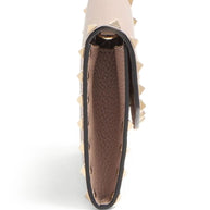 Valentino Garavani Rockstud Leather Wallet On Chain - Powder