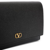 Valentino Garavani VLogo Signature Leather Wallet On Chain - Black