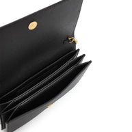 Valentino Garavani VLogo Signature Leather Wallet On Chain - Black