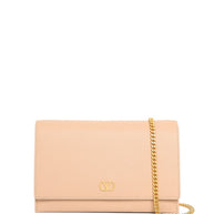 Valentino Garavani VLogo Signature Leather Wallet On Chain - Powder