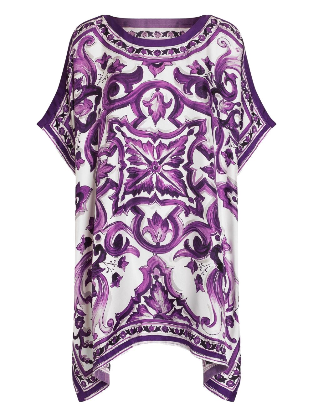 Dolce & Gabbana Maiolica Print Silk Kaftan Purple
