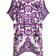 Dolce & Gabbana Maiolica Print Silk Kaftan Purple