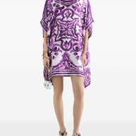 Dolce & Gabbana Maiolica Print Silk Kaftan Purple