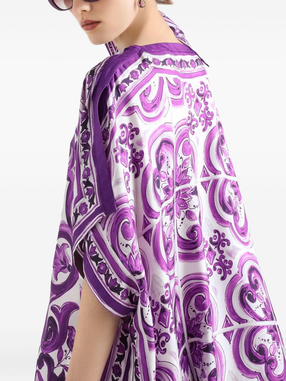 Dolce & Gabbana Maiolica Print Silk Kaftan Purple