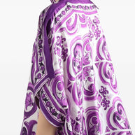 Dolce & Gabbana Maiolica Print Silk Kaftan Purple