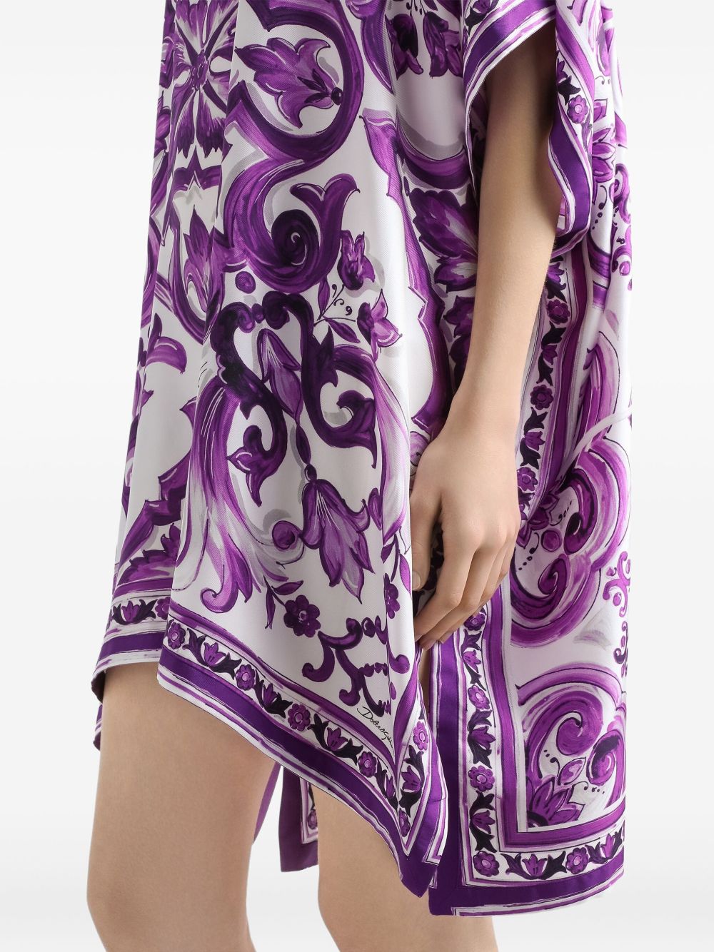 Dolce & Gabbana Maiolica Print Silk Kaftan Purple