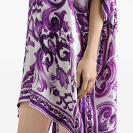 Dolce & Gabbana Maiolica Print Silk Kaftan Purple