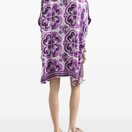 Dolce & Gabbana Maiolica Print Silk Kaftan Purple
