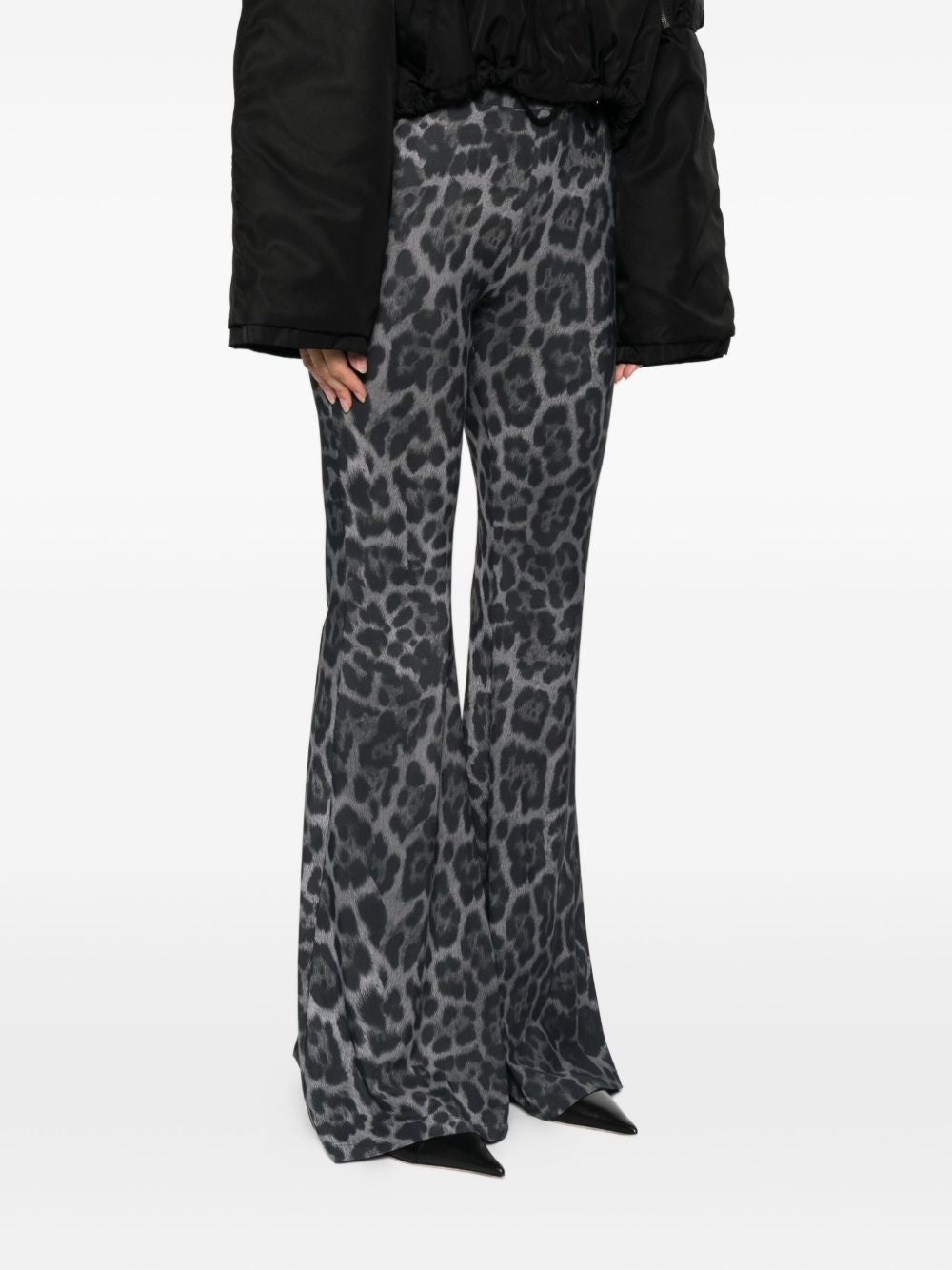 Stella McCartney Leopard Print Flared Jeans - Grey