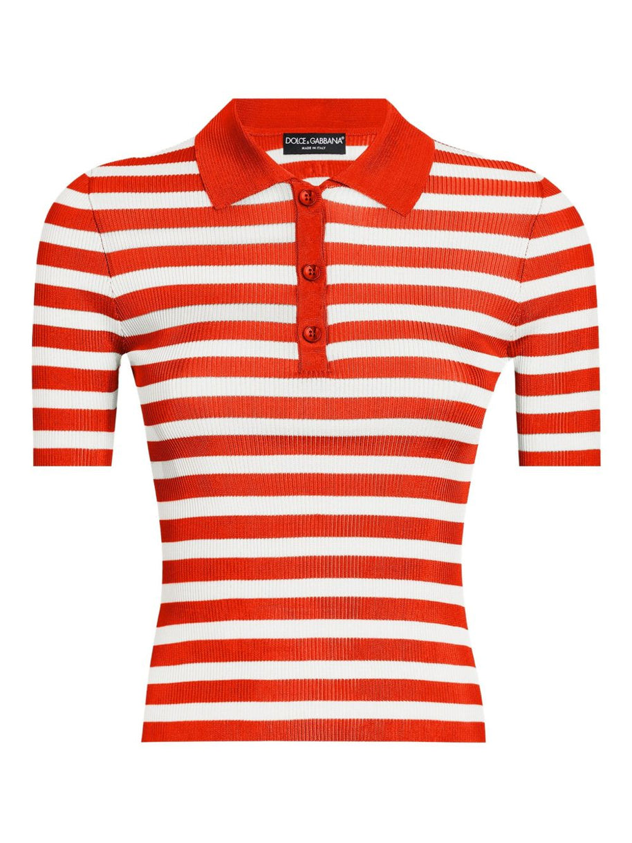 Dolce & Gabbana Striped Polo Shirt - Red