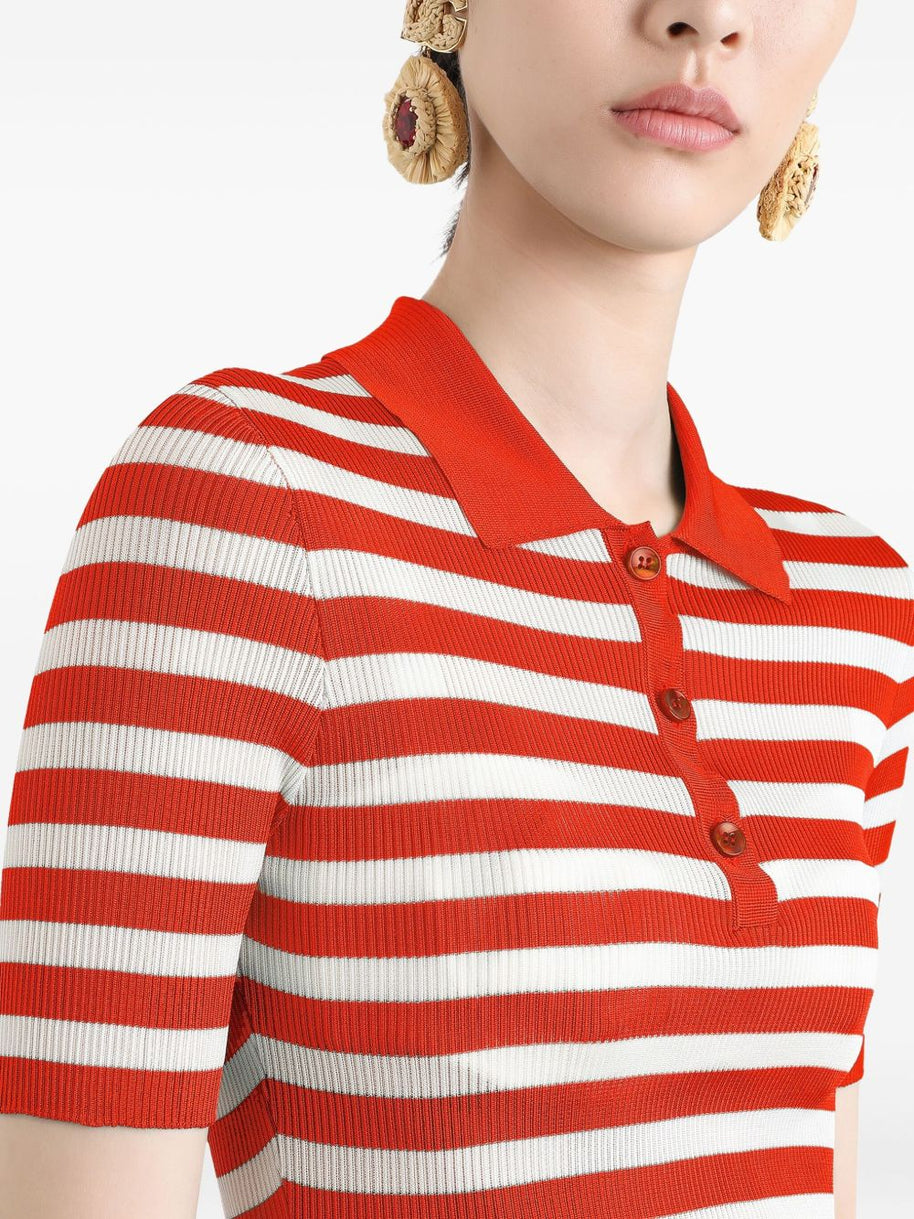 Dolce & Gabbana Striped Polo Shirt - Red